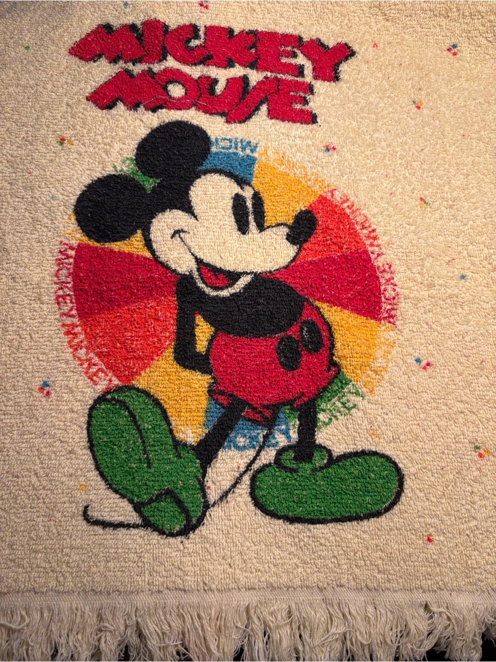 Vintage Mickey Mouse Colorful Graphic Towel - Red, Green, Black by Cannon RR